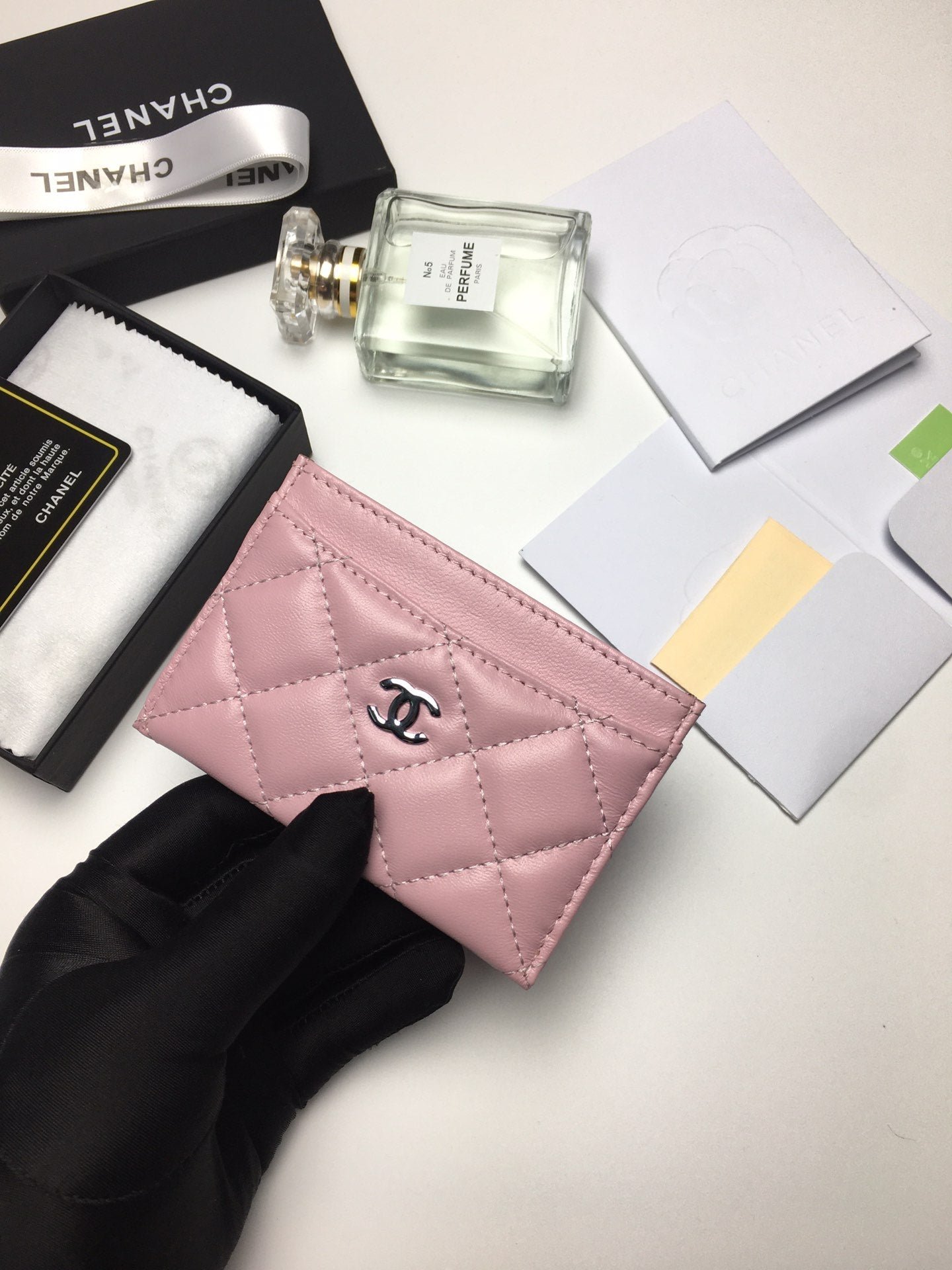 Alternative view of CC CARD HOLDER 11.2 BABY PINK CALFSKIN SILVER ICON