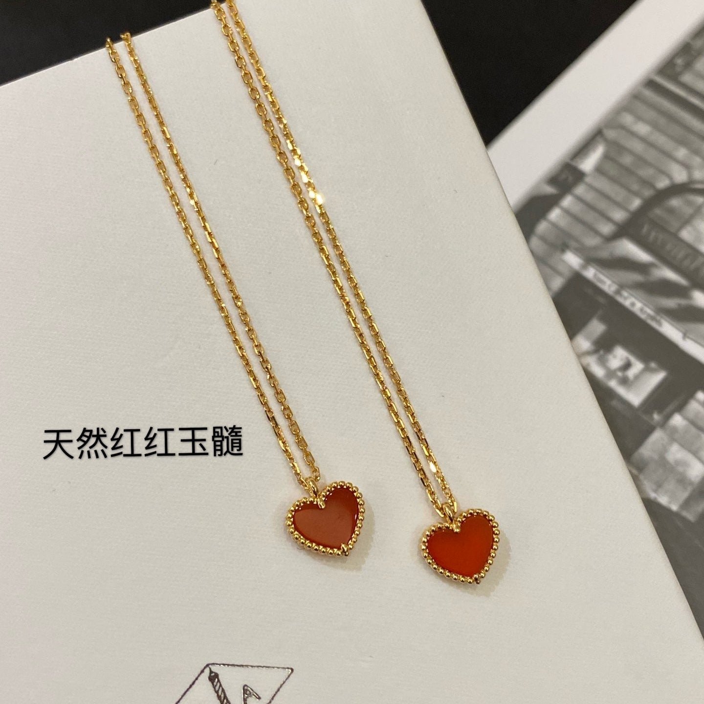 VCA Limited Mini Heart Red Gold Necklace