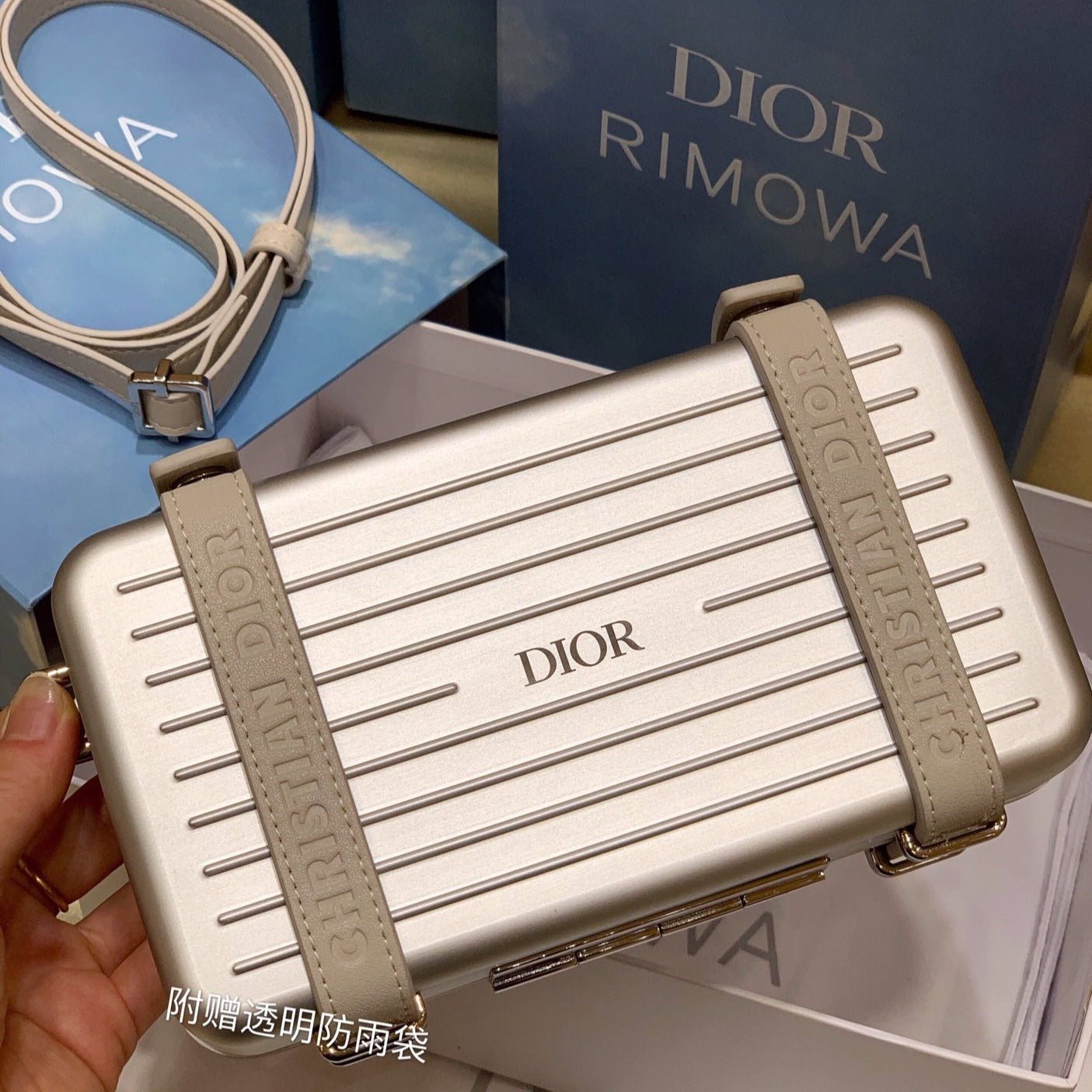 Dior Rimowa 20 Silver Aluminum Case Bag