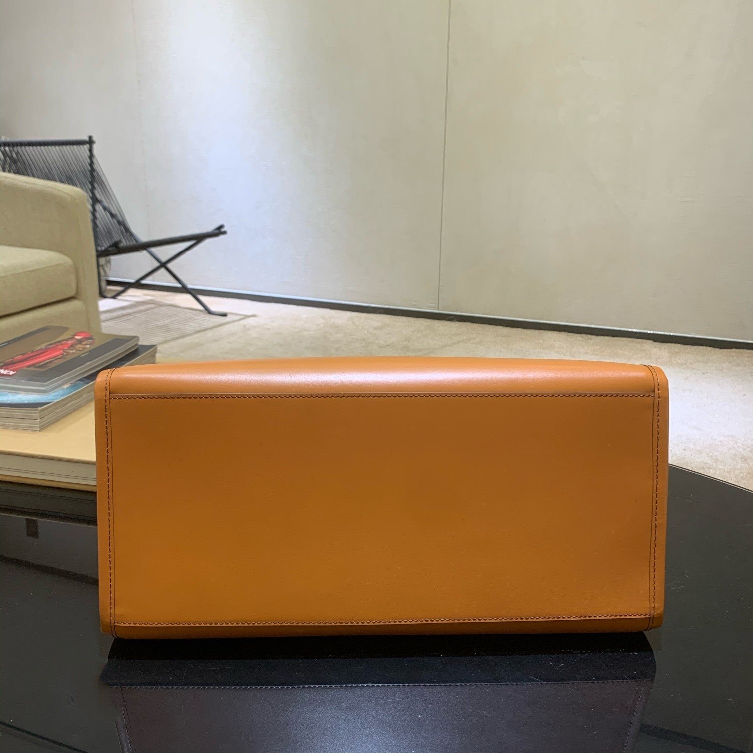 Fendi Shine 40 Carrot Orange Embossed Calfskin Tote - Image 8