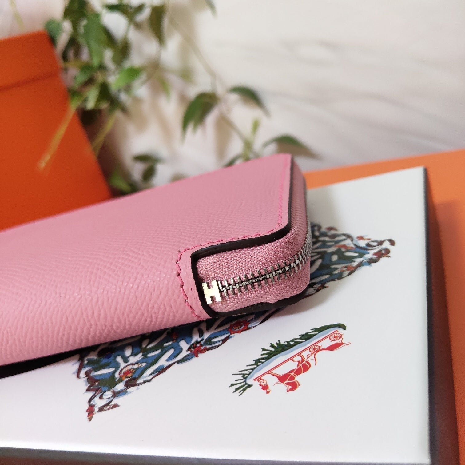 HERMES Zipper Wallet 20 Light Pink Epsom - Image 4