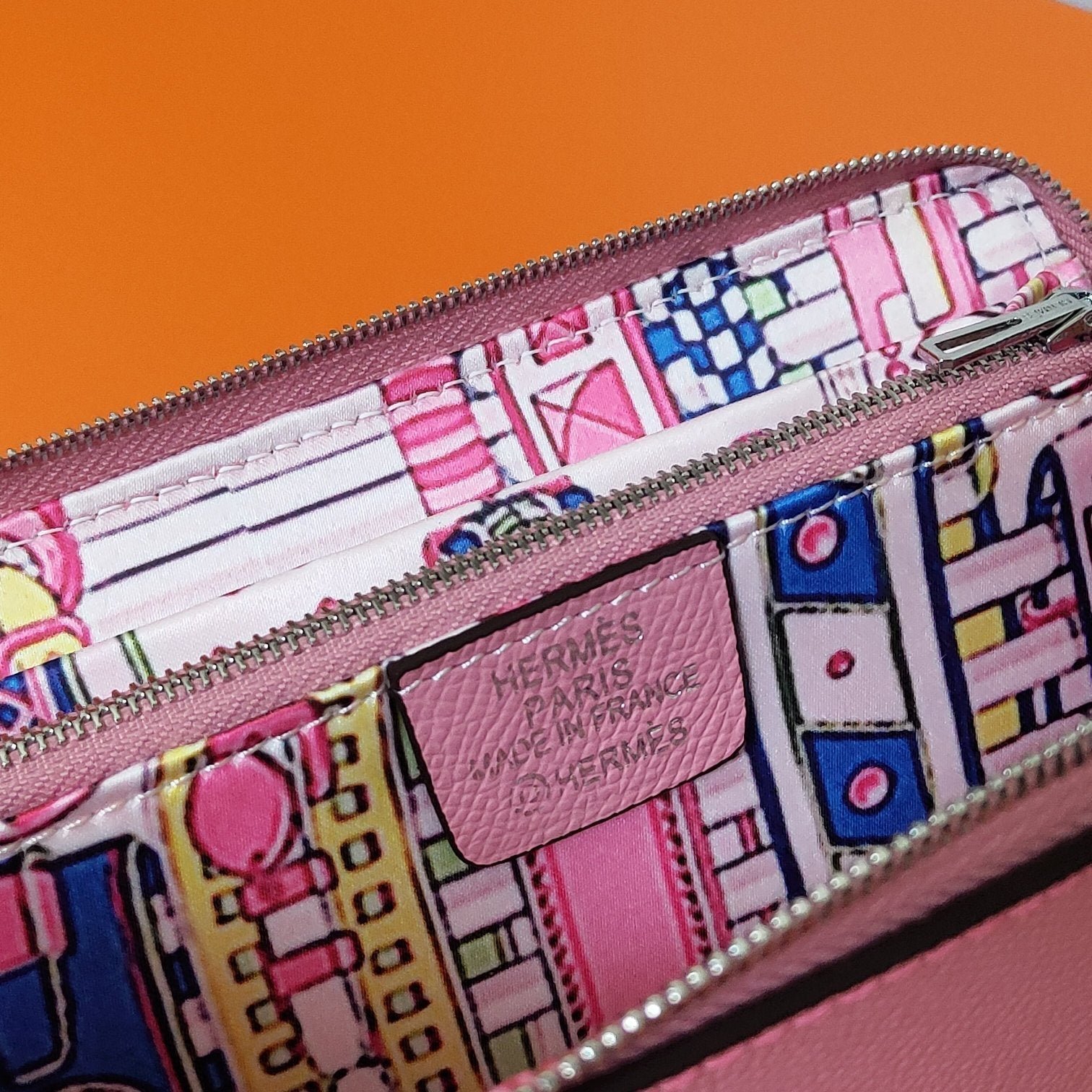 HERMES Zipper Wallet 20 Light Pink Epsom - Image 8