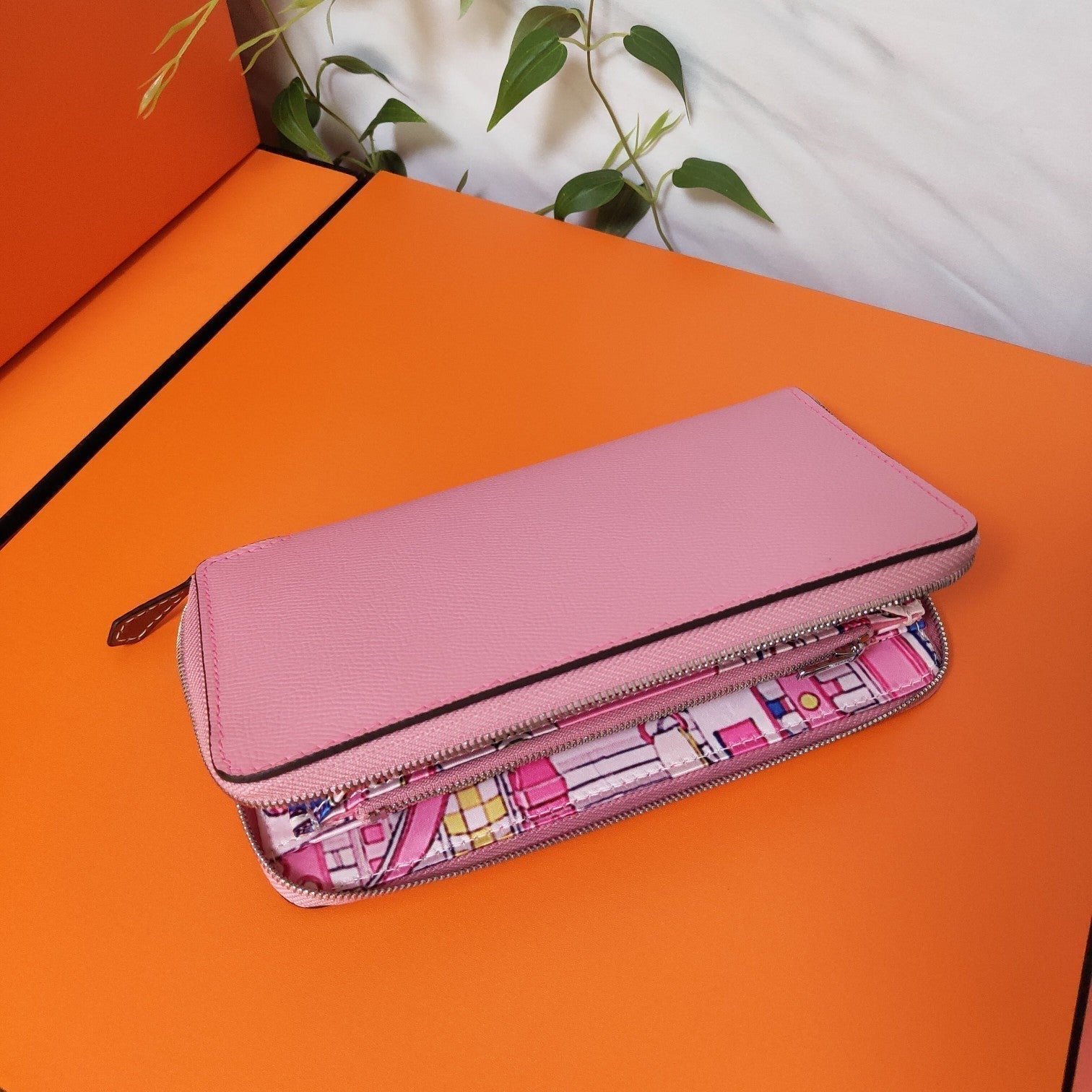 HERMES Zipper Wallet 20 Light Pink Epsom - Image 5