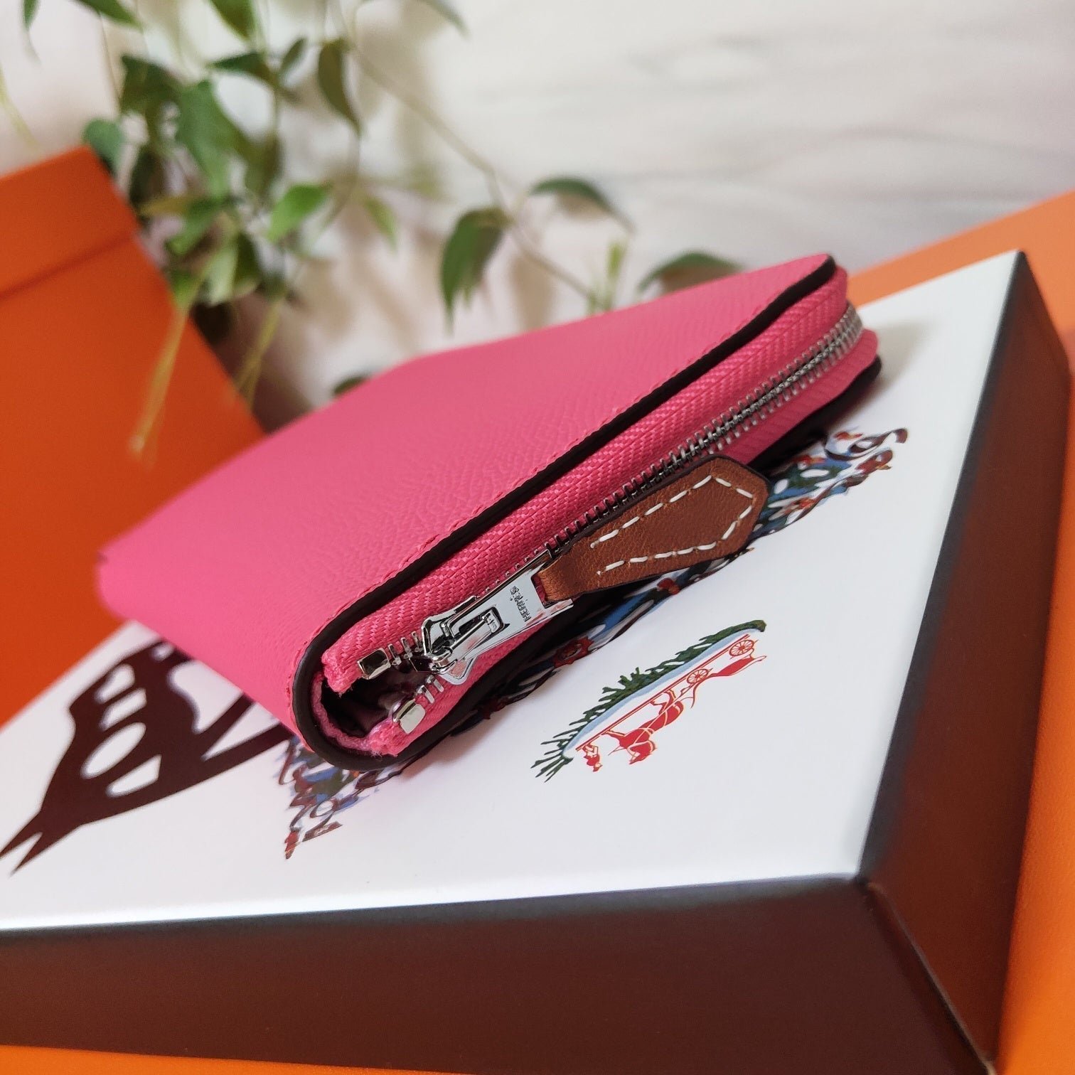 Hermès Epsom Pink Zip Around Wallet - Image 3