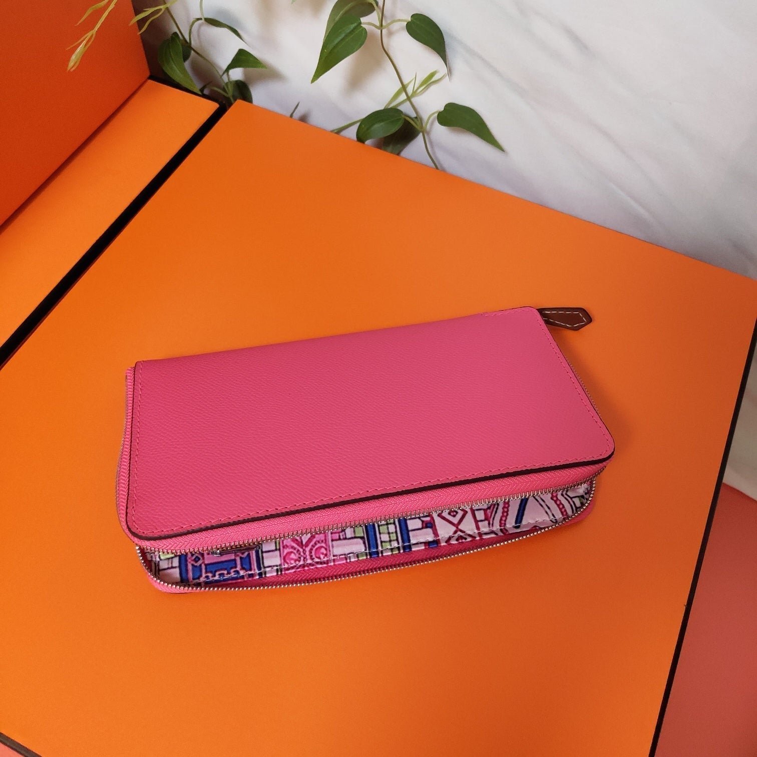 Hermès Epsom Pink Zip Around Wallet - Image 5