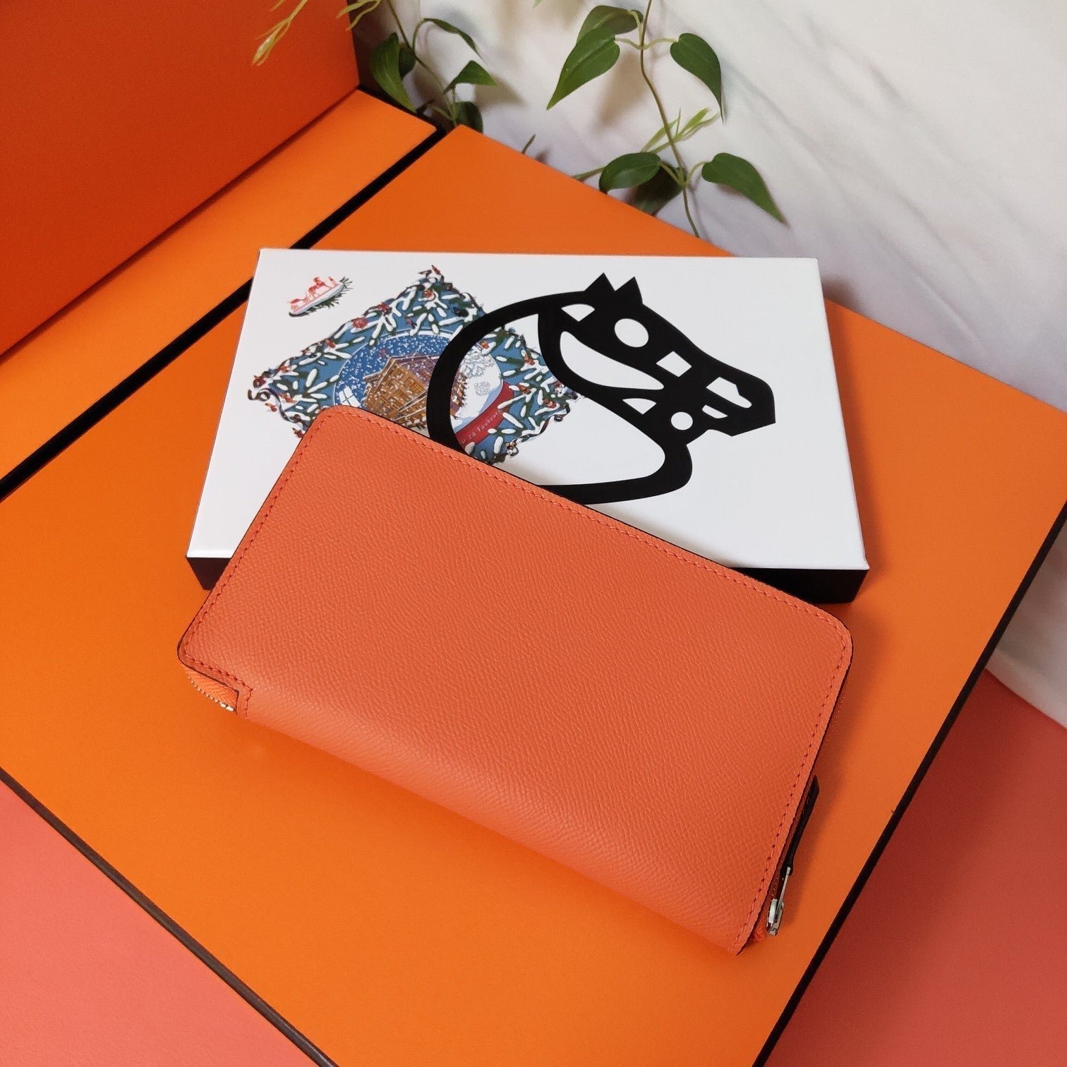 Alternative view of HERMES Zipper Wallet 20 Orange Epsom