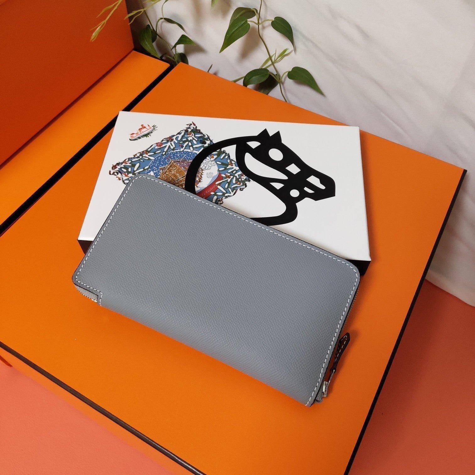 Alternative view of HERMES Zipper Wallet 20 Grey Epsom