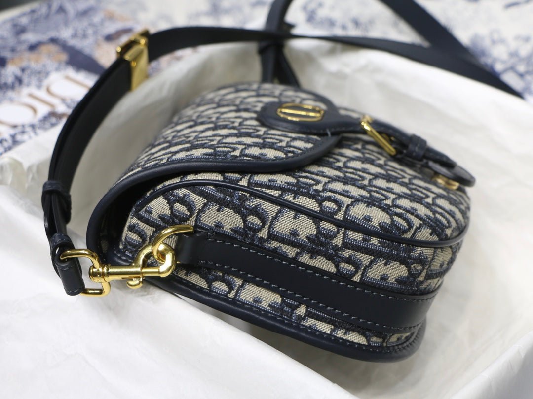 Dior Medium Bobby 22cm Blue Oblique Canvas Bag - Image 9