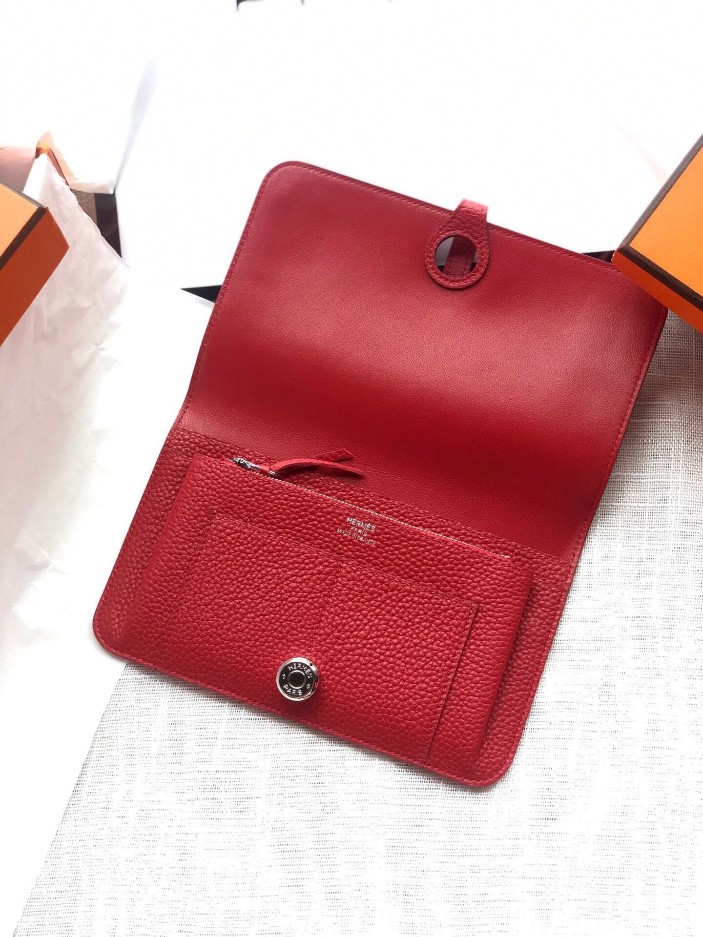 HERMES Dogon Wallet 20 Red Togo Shw - Image 5