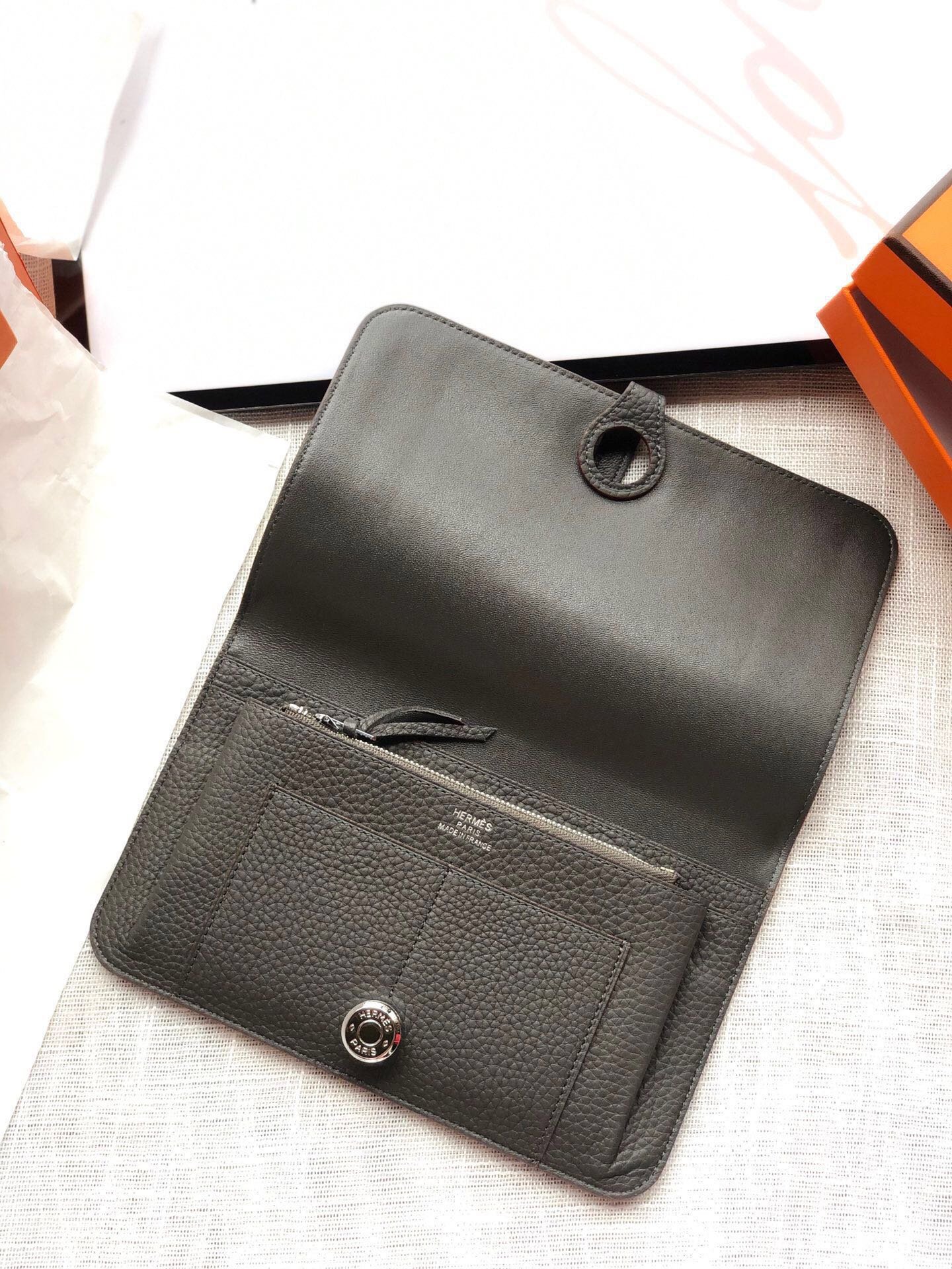 Alternative view of HERMES Dogon Wallet 20 Dark Brown Togo Shw