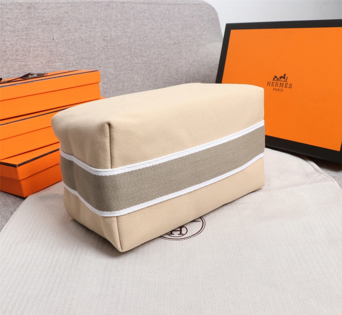 HERMES BRIDE-A-BRAC 25 BEIGE CANVAS - Image 6