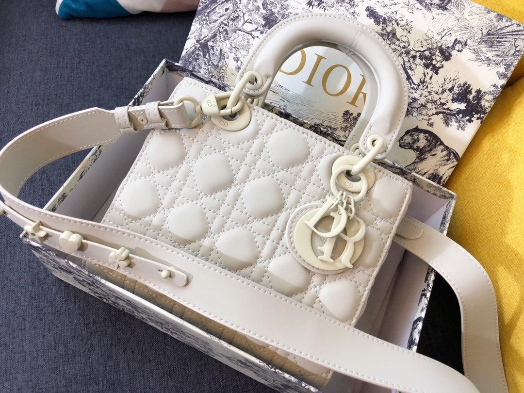 Alternative view of Dior Lady Medium 20cm White Calfskin Top Bag