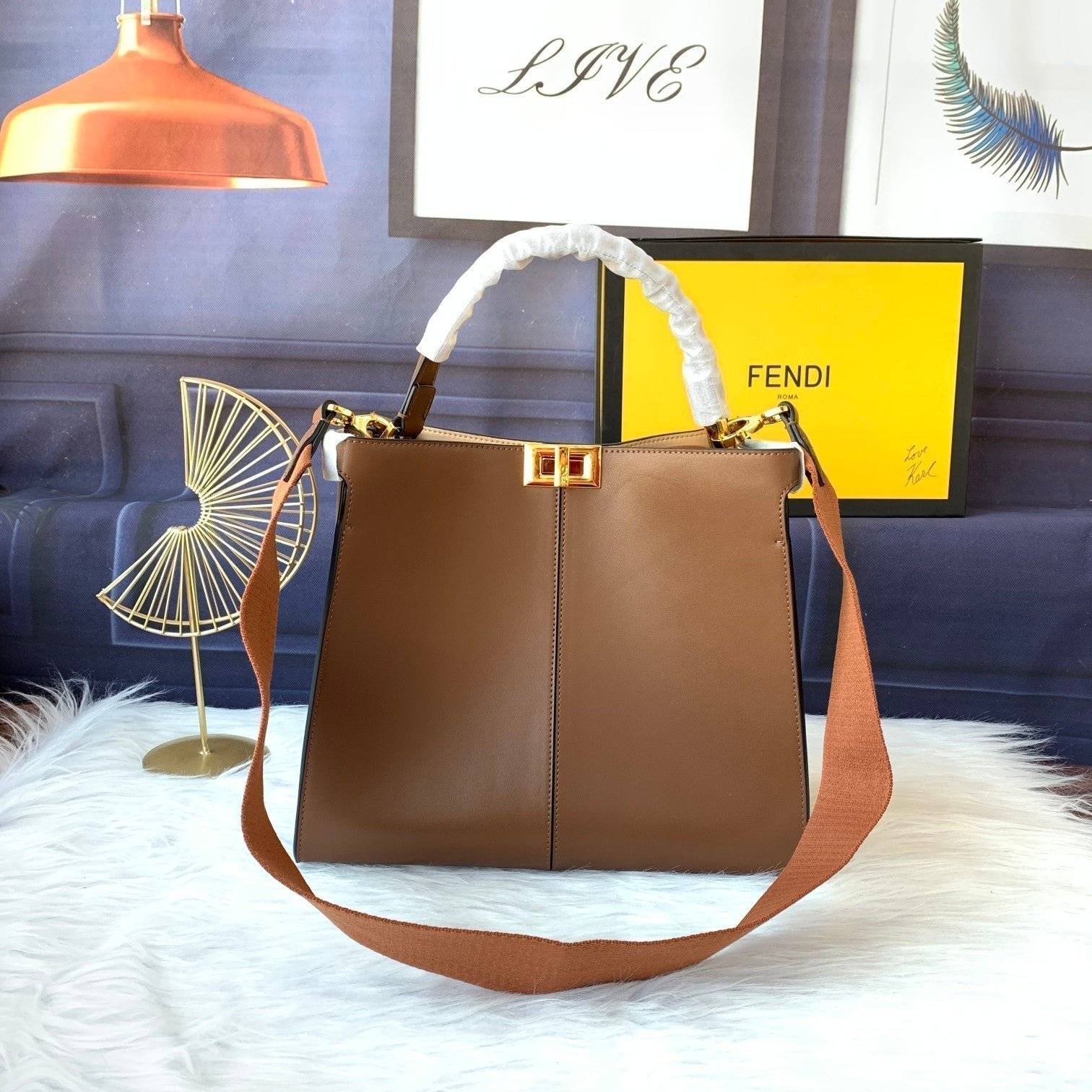 Fendi Peekaboo X-lite Medium 30cm Tan Lambskin