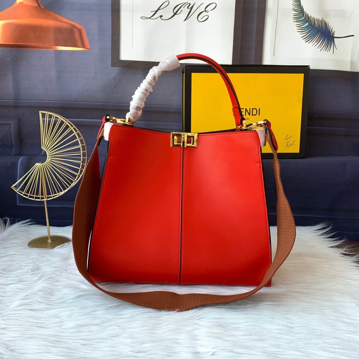 Fendi Peekaboo X-lite Medium 30cm Red Lambskin
