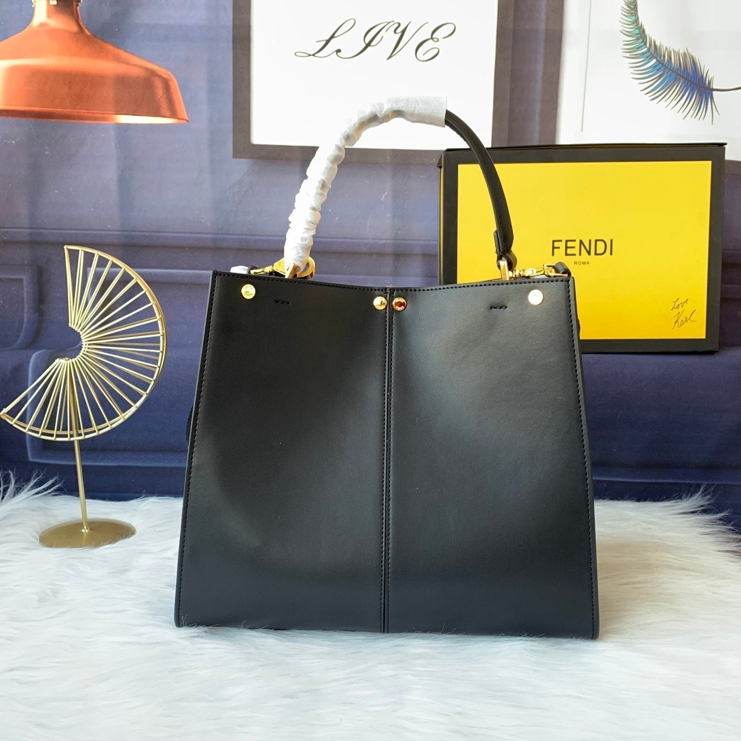 Alternative view of Fendi Peekaboo X-lite Medium 30cm Black Lambskin