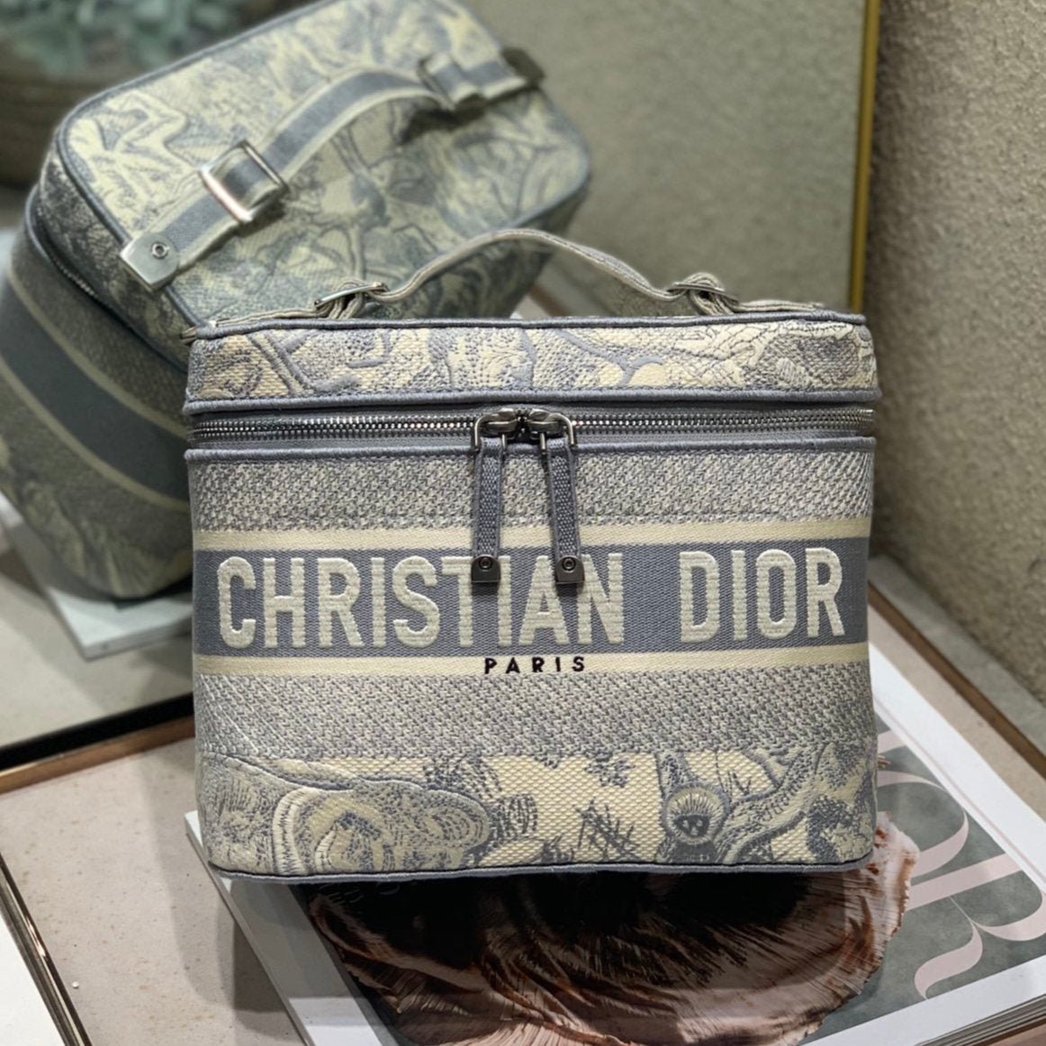 Dior Vanity Series 25 Pastel Gray Oblique Jacquard Case