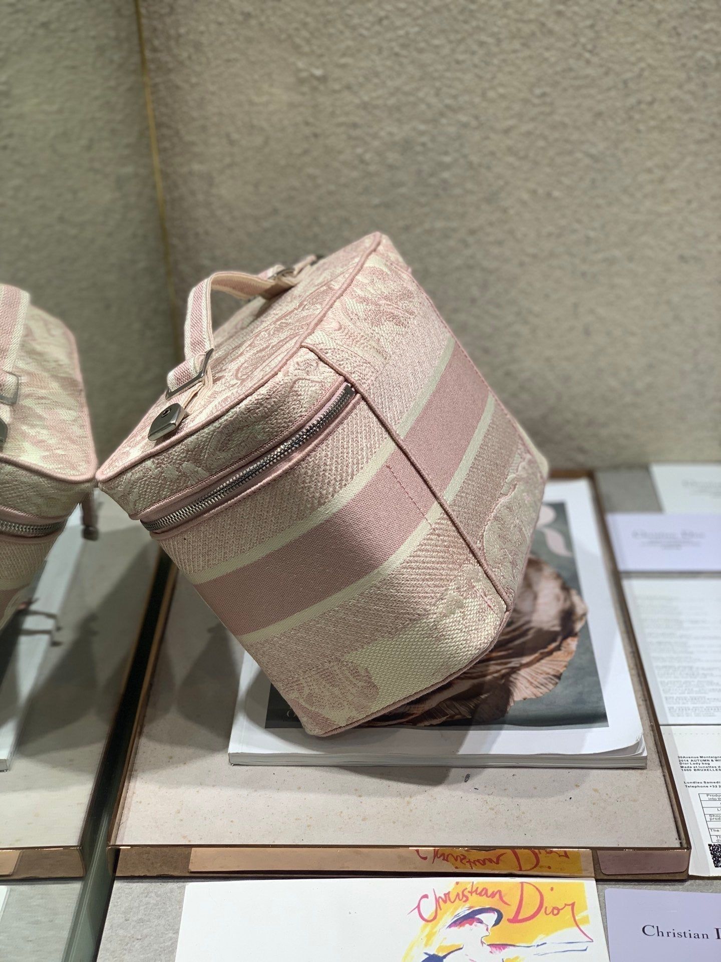 Dior Vanity Series Peach Pink Oblique Jacquard Bag - Image 3
