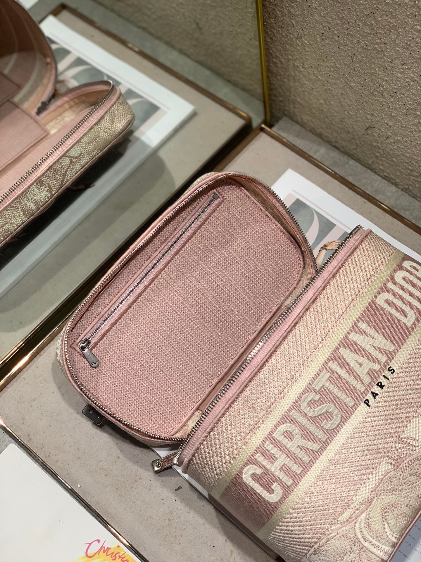 Dior Vanity Series Peach Pink Oblique Jacquard Bag - Image 7