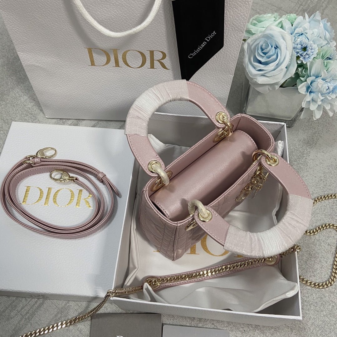 Dior Mini Lady Fresh Pink Quilted Bag - Image 3