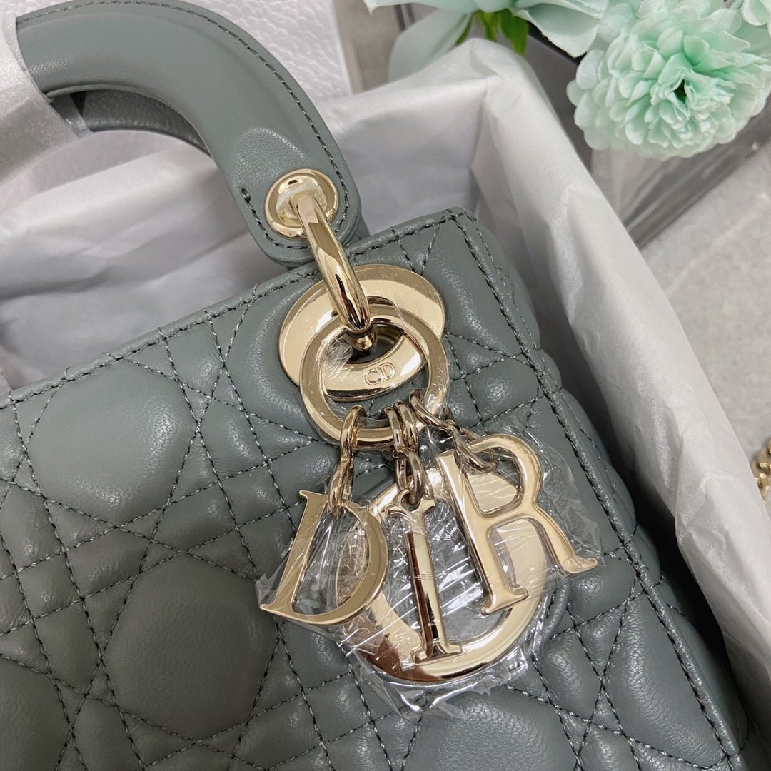 Dior Mini Lady Rock Gray Lambskin Quilted Handbag - Image 5