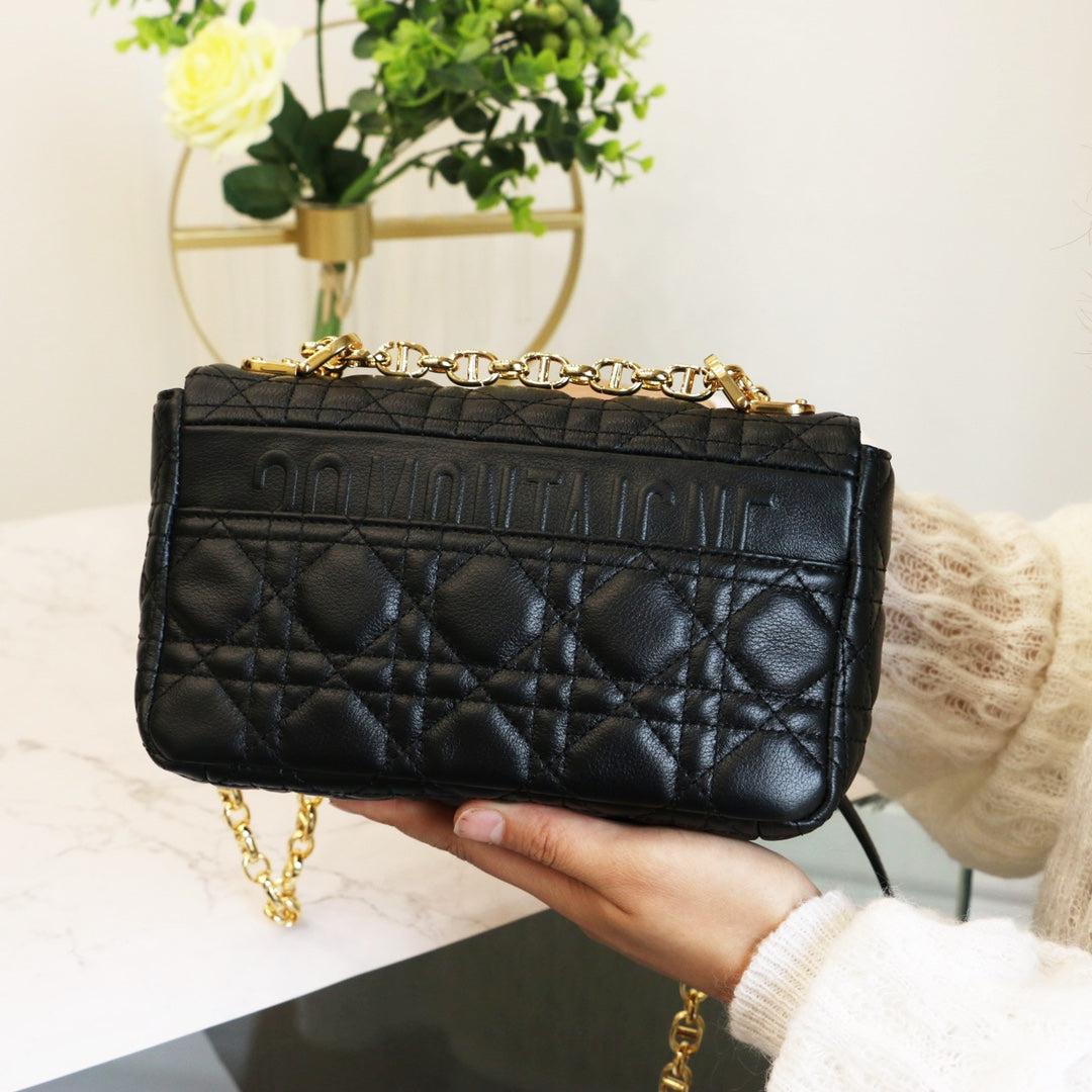 Alternative view of Dior Caro Mini 20 Black Calfskin Quilted Bag