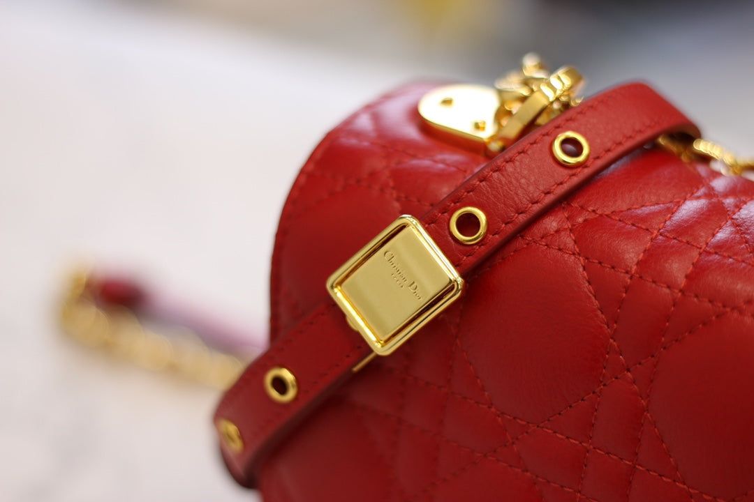 Dior Caro Mini 20 Candy Red Calfskin Cannage Bag - Image 5