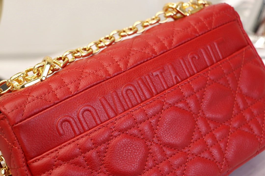 Dior Caro Mini 20 Candy Red Calfskin Cannage Bag - Image 4
