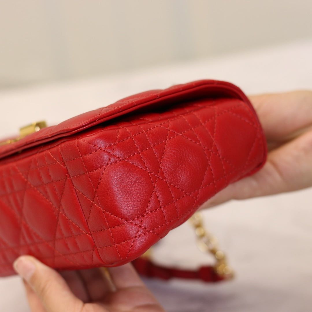 Dior Caro Mini 20 Candy Red Calfskin Cannage Bag - Image 8