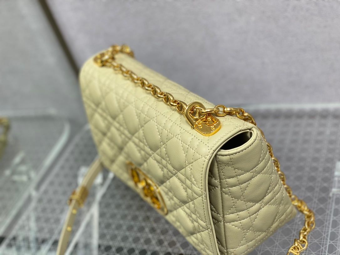Dior Medium Caro Light Yellow Calfskin Crossbody Bag - Image 3