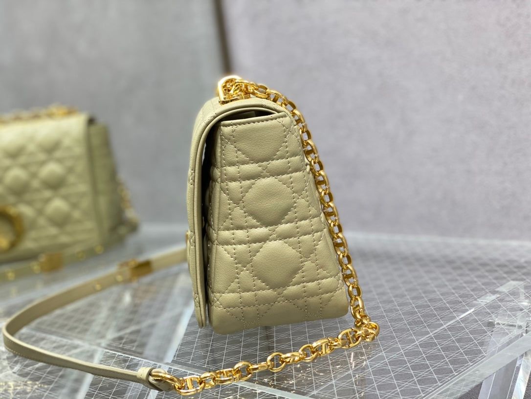 Dior Medium Caro Light Yellow Calfskin Crossbody Bag - Image 8