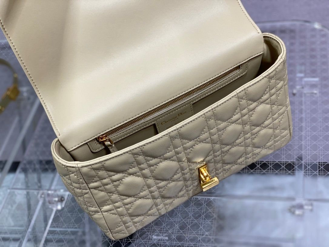 Dior Medium Caro Light Yellow Calfskin Crossbody Bag - Image 9