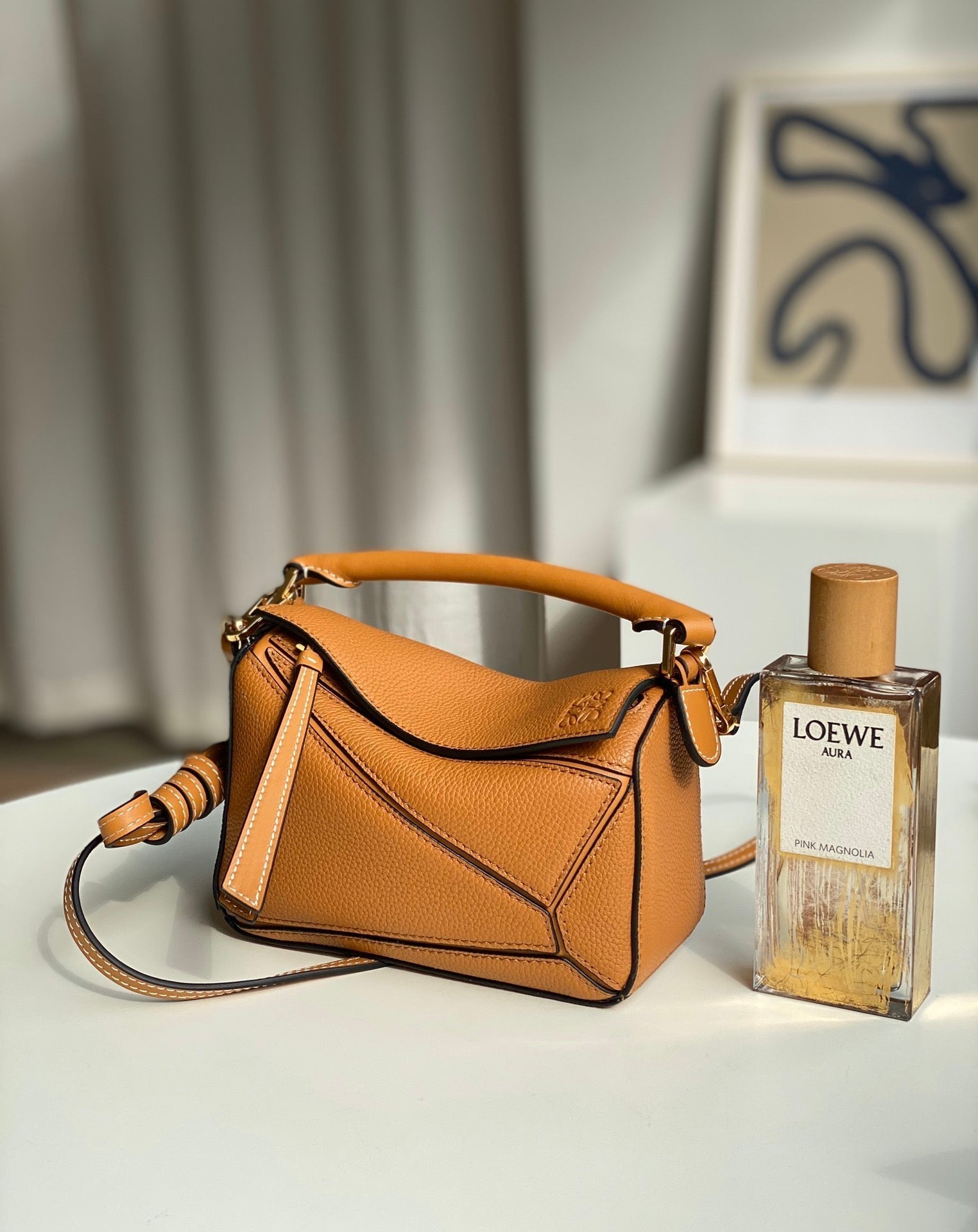 mini puzzle 18cm orange calfskin gold hardware - Image 3