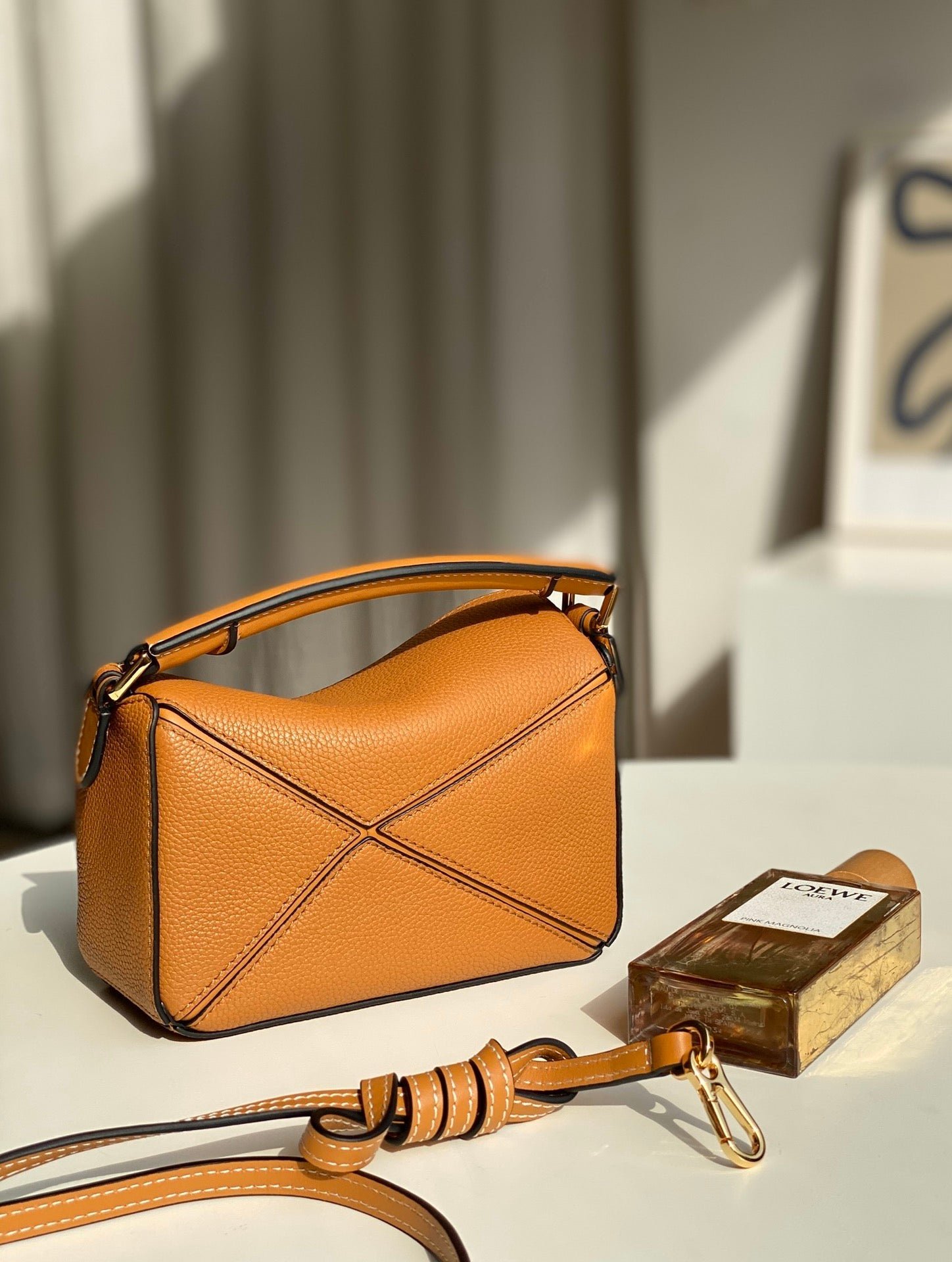 mini puzzle 18cm orange calfskin gold hardware - Image 7