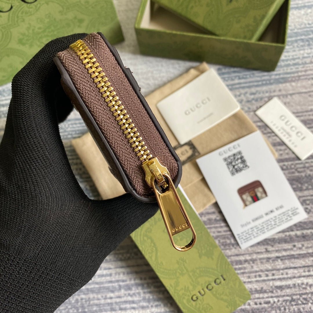 GUCCI Web Stripe Zip Card Wallet - Image 9