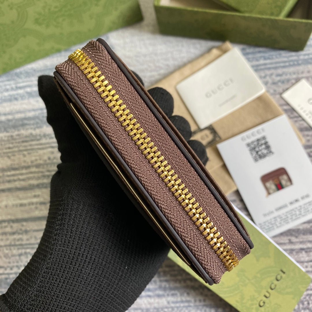 GUCCI Web Stripe Zip Card Wallet - Image 7