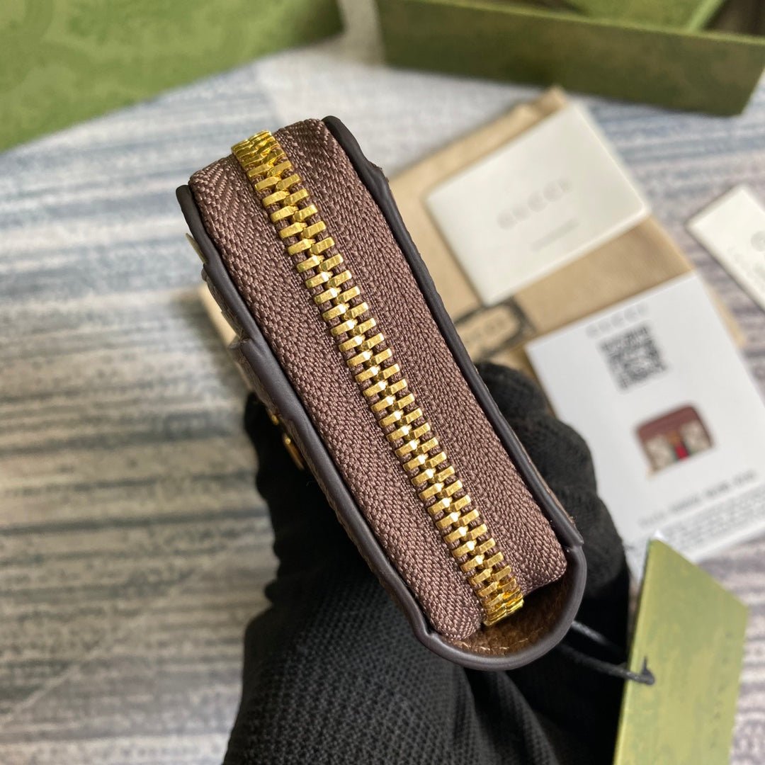 GUCCI Web Stripe Zip Card Wallet - Image 6