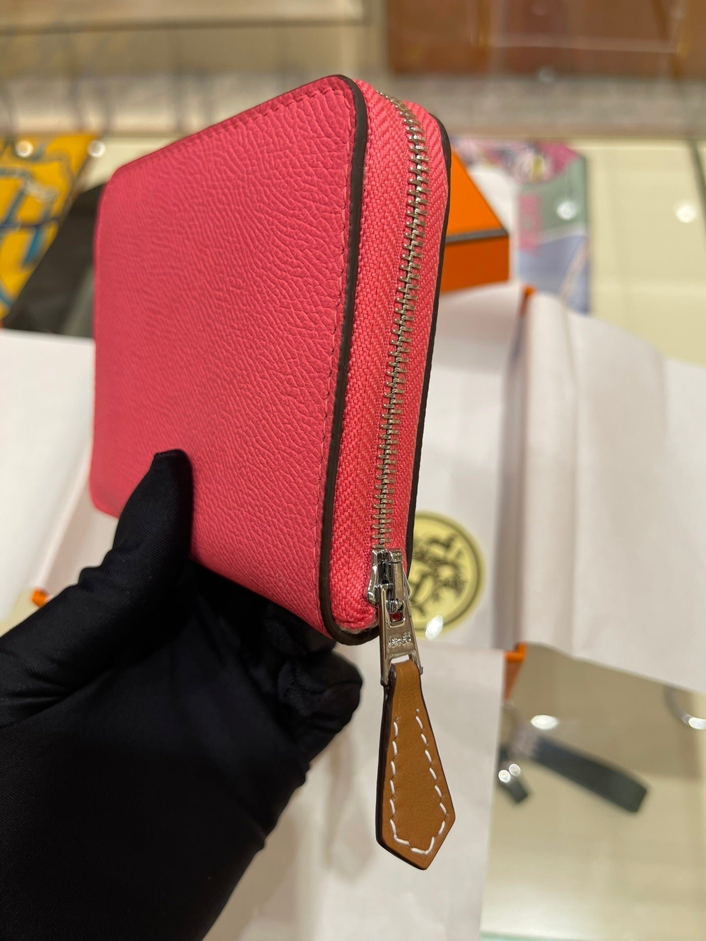 HERMES Compact Wallet 11.5 Dark Pink Epsom - Image 3