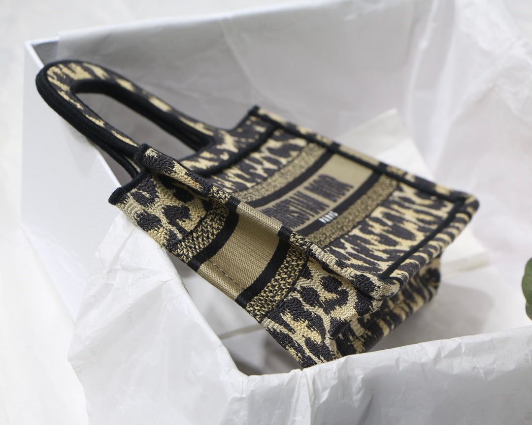 Dior Mini Book Tote 23 Leopard Embroidery Canvas - Image 5