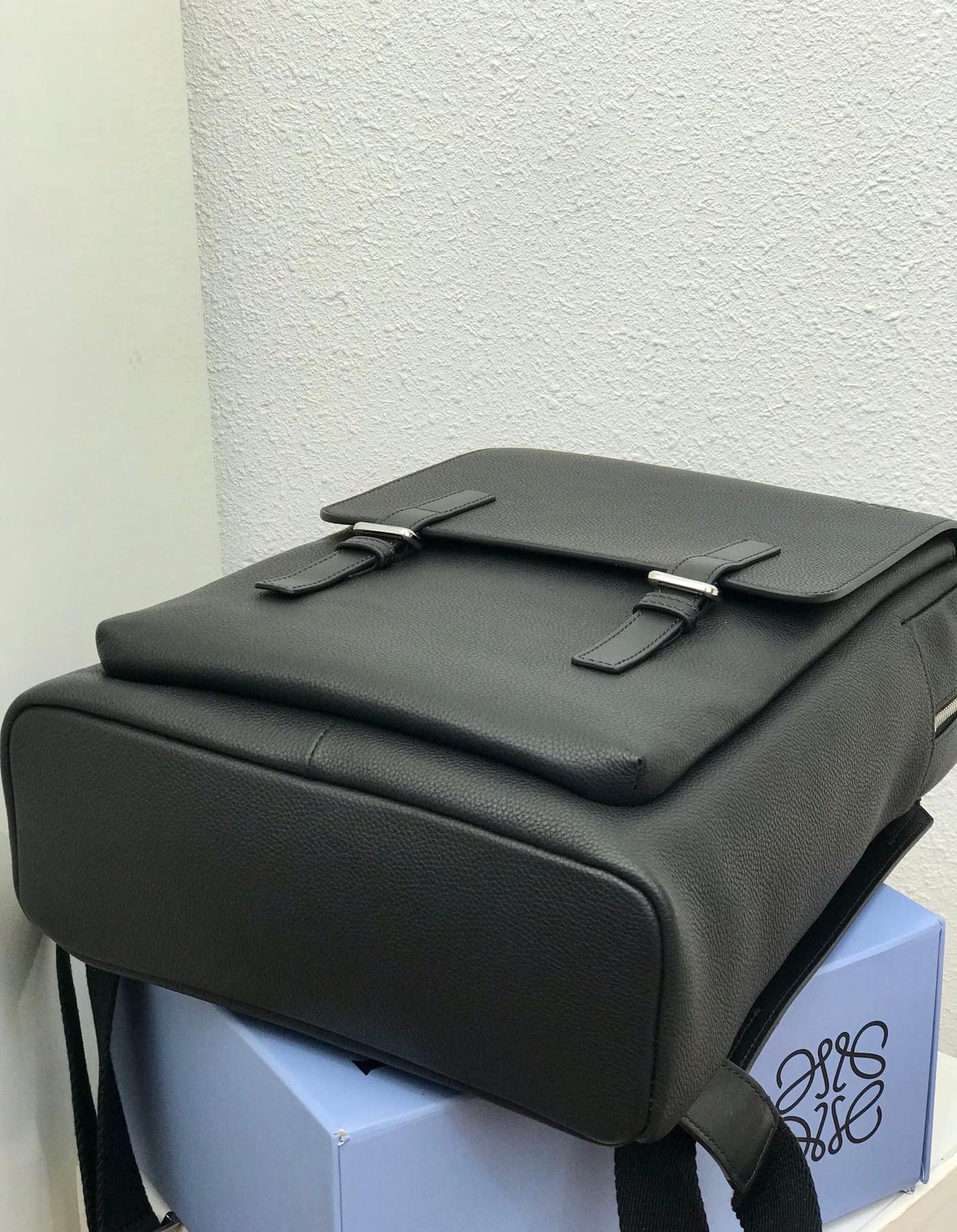 Alternative view of LOE 39 MILITARY BACKPACK IN BLACK SOFT GRAINED CALFSKIN