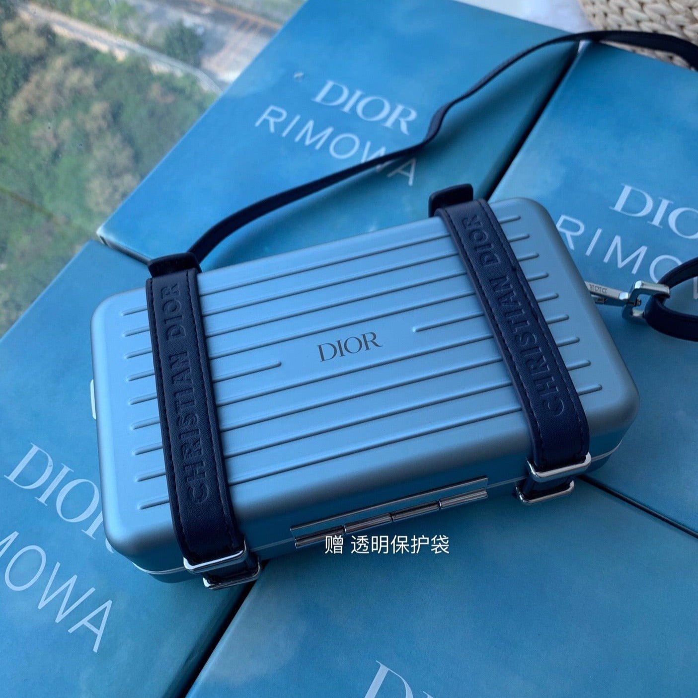 Dior Rimowa 20 Cobalt Blue Aluminum Bag