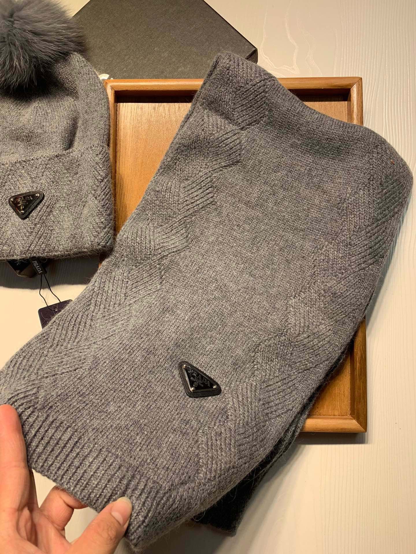 Prada Style Grey Pom Pom Knit Set - Image 8