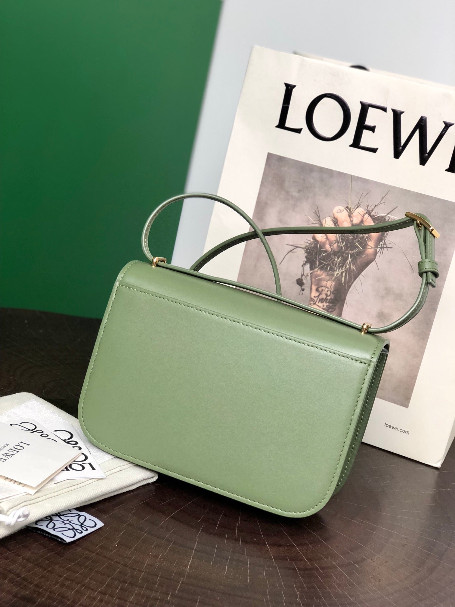 Alternative view of GOYA 18 BAG IN AVOCADO GREEN SILK CALFSKIN