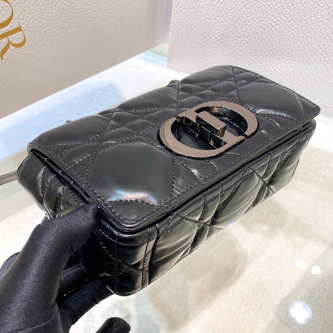 Dior Small Caro Black Macrocannage Calfskin Bag - Image 5