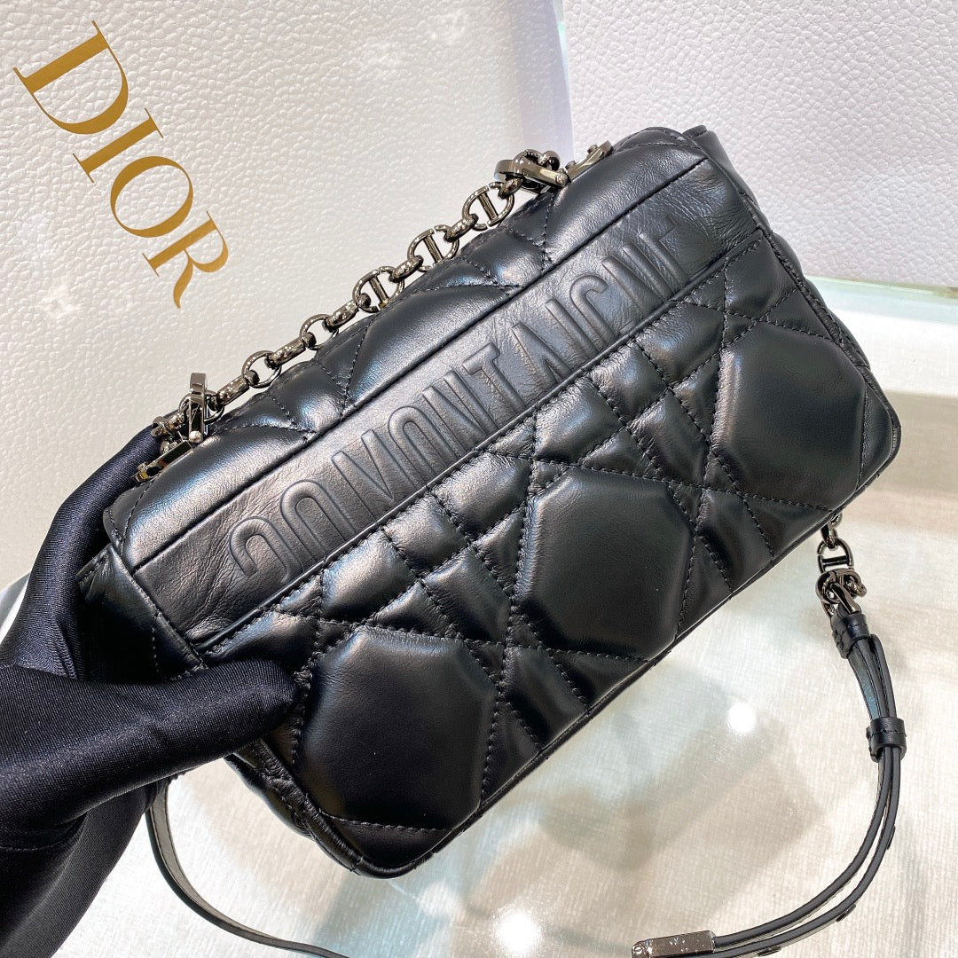 Dior Small Caro Black Macrocannage Calfskin Bag - Image 6