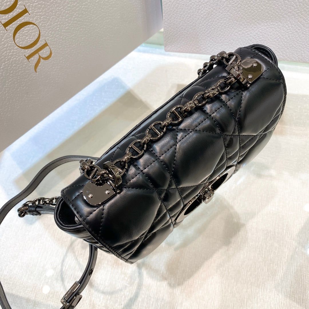 Dior Small Caro Black Macrocannage Calfskin Bag - Image 8