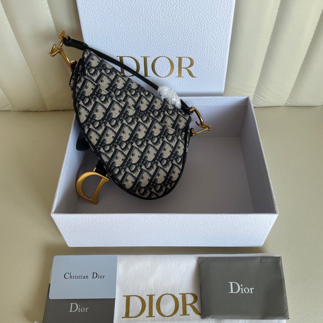 Alternative view of Dior Saddle 19 Blue Vintage Oblique Logo Canvas Bag