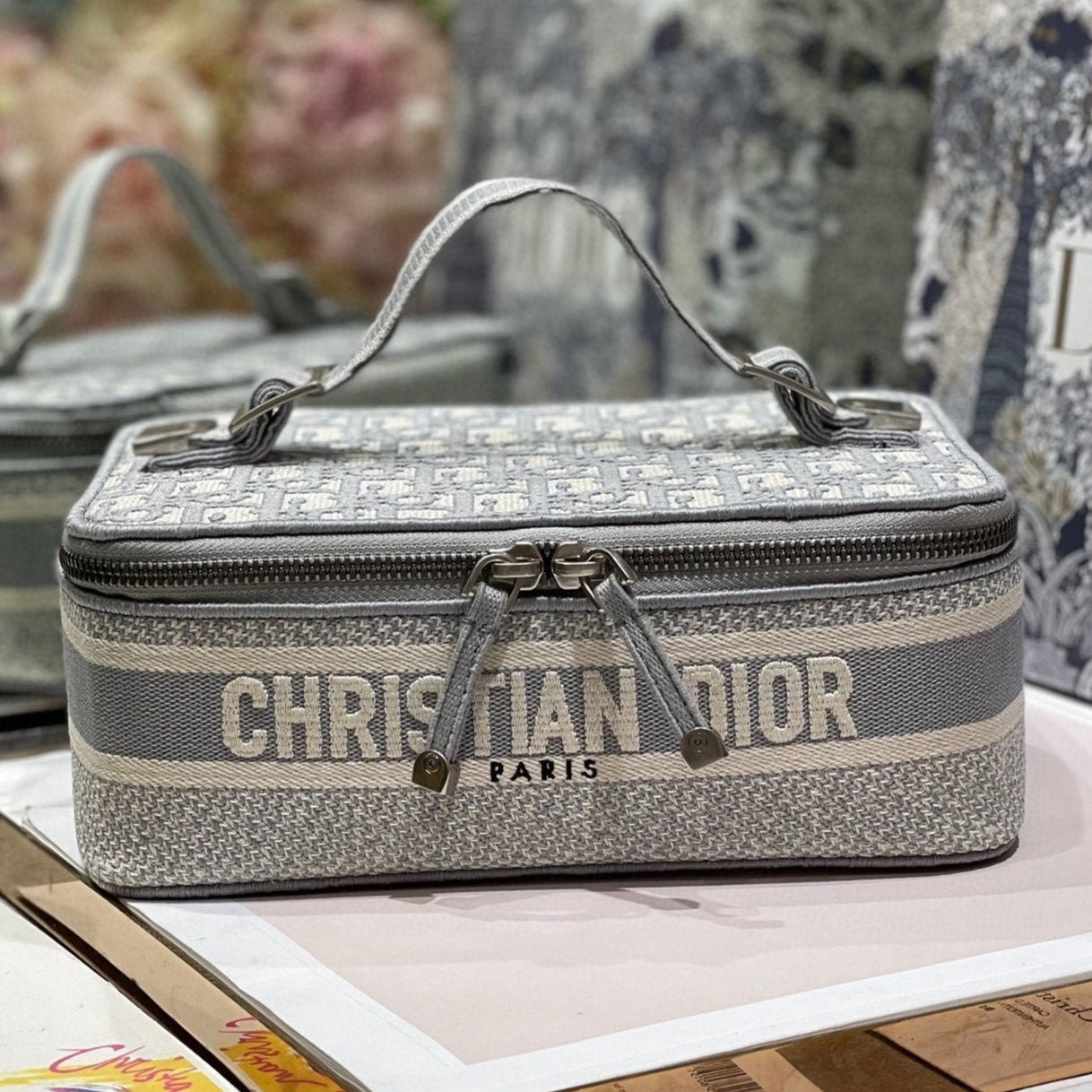 Dior Vanity Series 24 Pale Gray Oblique Jacquard Bag