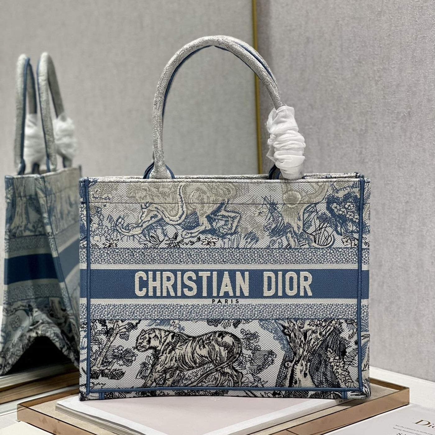 Dior Medium Book Tote 36cm Gradient Blue Tiger Bag