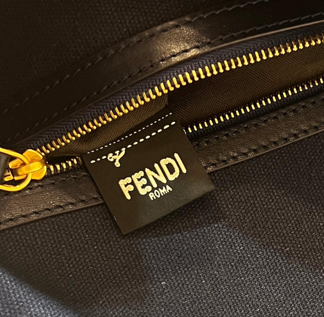 Fendi Baguette 27 Navy Blue Jacquard Fabric Gold - Image 9