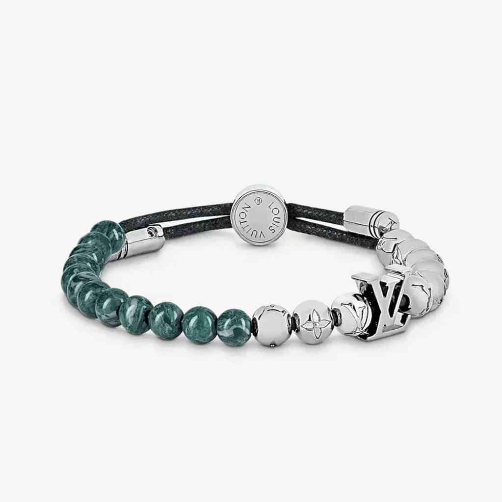 LV Green Stone & LV Logo Beaded Bracelet
